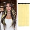 Sofeiyan Extension Capelli a Clip,50 cm Bianco Beige Extension Capelli Lisci,Posticci Colorati Monopezzo per Tutta la Testa,Posticci Sintetici per Donne Quotidiano Feste