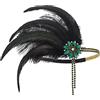 IYOU 1920s Piuma Flapper Copricapo Verde Cristallo Gatsby Fascia Prom Wedding Accessori per Capelli per le Donne
