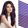 Silk-co Extension Capelli Sfumature con Clip, 16 Ciocche Singole Lisci Lunghi 55cm Grigio Viola+Viola Scuro per Feste Halloween Cosplay