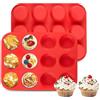 HUZNA 2 Pezzi Teglia Muffin Antiaderente con 12 Stampo Muffin,Riutilizzabili Silicon,Rivestimento Antiaderente,per Brownies,Budini,Cupcake,Mini Muffin,30 x 22 x 3 cm