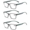 MMOWW Occhiali da Lettura Uomo Donna Confezione da 3 - Occhiali Ultraleggeri con Cerniere a Molla (+2.0, 3pcs-Grigio)
