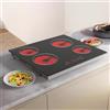 Nardea Piano Cottura in Vetroceramica 4 Fuochi 60 cm, 6000W, Controllo Touch, Riscaldamento a Zona Singola, Incasso