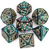 QMAY, Set di dadi poliedrici per Dungeon e Dragons MTG RPG D&D D20, D12, D10, D%, D8, D6, D4 (7 pezzi, Verde Halloween)