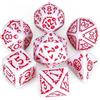 QMAY Set di Dadi Poliedrici per Dungeon and Dragons MTG RPG D&D - 7 Pezzi D20, D12, D10, D%, D8, D6, D4 (Bianco Halloween)