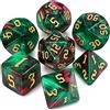 QMAY Dadi da gioco poliedrici, 7 dadi (verde e rosso + glitter)