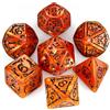 QMAY, Set di dadi poliedrici per Dungeon e Dragons MTG RPG D&D - 7 pezzi D20, D12, D10, D%, D8, D6, D4 (Halloween arancione)