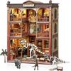 Besserite Book Nook Kit con Fossili Dinosauri e Luci LED, Puzzle 3D Legno Libreria, Kit Modellismo Legno per Adulti, Diorama Miniatura Fai da te - Regalo e Decorazioni Libreria