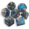 QMAY DND Dice Polyhedral Dice Set - 7 pezzi per Dungeon and Dragons MTG RPG D&D D20, D12, D10, D%, D8, D6, D4 (ciano con bianco con nero)