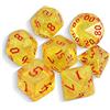 QMAY DND Dice Polyhedral Dice Set - 7 pezzi per Dungeon and Dragons MTG RPG D&D D20, D12, D10, D%, D8, D6, D4 (giallo traslucido + glitter)
