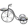 SHATCHI Supporto per piante a triciclo a mosaico, 65 cm, in metallo con piastrelle in ceramica, per balcone, terrazza, veranda, giardino, patio, decorazione per la casa