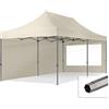 TOOLPORT 3x6m Gazebo Pieghevole con Laterali (finestre panoramiche), Premium Acciaio, Crema