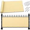 AJALGZ Copri Ringhiera Balcone 100x60cm - Telo Frangivisto in PES Resistente e Antivento | Copertura Protezione Privacy per Balcone Ringhiera, Terrazza, con Occhielli e Fascette,Giallo
