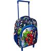 CARTOON Zaino trolley con tasca frontale borsa per la scuola asilo materna zainetto 30 cm con ruote e manico allungabile (Avengers)