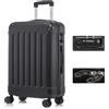 YONSLY Valigia da Viaggio con Lucchetto TSA e Cerniera Premium, Guscio Rigido, 4 Ruote a 360°, Lucchetto a Combinazione, Maniglia Telescopica (Nero, L)
