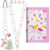 LUKIUP Portafoglio per bambini, mini portafoglio per bambini, con chiusura in velcro, cordino e scomparto portamonete, Unicorno rosa, Standard, Caricatura