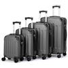 LALAHO Set di 4 valigie rigide da viaggio con ruote grandi, in ABS, bagaglio a mano con protezioni angolari, grigio scuro, Kofferset 4tlg(verstärkten Ecken)