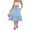 Kfnire Gonna Estiva Donna Elasticizzata a Vita Alta Gonne Midi con Tasche Adatta per Quotidiano e Vacanze Informali (Azzurro, S)