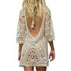 YIJOY Copricostume da Bagno Donna in Maglia Uncinetto Estate Abito da Spiaggia Bikini Cover up Camicetta Maglia Tunica Kaftan Top