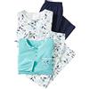 Damart - Set di 2 pigiami in jersey puro cotone pettinato, da donna, Lotto Blu Fogliame, M
