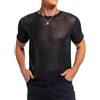 HAWILAND Maglia a Rete Uomo Canottiera Uomo con Glitter Trasparente per, Concerto e Streetwear Estate Rave Techno Sexy, Nero, S