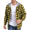 CTU Felpa con cappuccio da uomo, leggera, a quadretti, con abbottonatura sull'orlo, camicia a maniche lunghe con tasche, giallo., 3XL