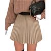 EMOTTOS Gonna Corta Plissettata in Pelle PU da Donna, Elastico in Vita Alta, Minigonna con Cerniera Invisibile, Gonna Svasata in Ecopelle da Donna Casual per Feste e Festival, Nero/Kaki, S-L