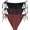 THE SET Donne Confezione da 3 di Slip Bikini sgambati | Adulto, con laccetto, High Leg, Mid Rise, Pull On
