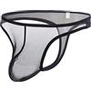 BIATWOWR Perizoma da uomo sexy a vita bassa, in rete trasparente, jockstrap see-through con tasca di sostegno per uomo, 1 x nero., XL