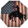 Drekrid Ombrello da viaggio per pioggia, bandiera americana, cowboy, rodeo, antivento, piccolo, compatto, automatico, pieghevole, ombrello per donne e bambini, apertura automatica, grazioso ombrello