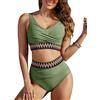 Vijamiy Costume Donna Due Pezzi Vita Alta Pancia Piatta Bikini Sexy Scollo a V Push Up Top Elastico a Righe Colorate Piscina Spiaggia Bikini Set
