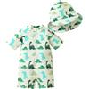 Odizli Abbigliamento UV per bambini, a maniche lunghe, con stampa animale, con chiusura lampo, costume da bagno + cappello da sole
