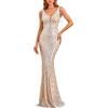 Madam Uniq Abito formale da donna anni '20 con nappe e paillettes manica Plus Size elegante Gatsby Maxi abito da sera, Beige, S