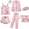 Jamron Ragazze Bambine 7PCS Raso Set Pigiama Primavera Estate Top & Pantaloni Indumenti da Notte