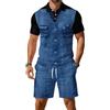 Generico Completini Estivi Uomo,Completo Estivo Casual Composto da Camicia A Maniche Corte E Pantaloncini Ideale per L'Uso Quotidiano