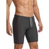 MANA MANA Costume Uomo Piscina Lungo Jammer, Costume da Nuoto Uomo Aderente Asciugatura Rapida, Resistente al Cloro, Protezione UV, Vita Elastica con Coulisse, Nero/Rosso, Taglia L