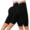 Generico 2 Pezzi Pantaloncini Sportivi Palestra Yoga Donna a Vita Alta con 2 Tasche Laterali Leggins Palestra Donna Push Up Pantaloni Corti Pallavolo Fitness Running Ciclista, 2PC Black, 5XL