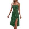 Generico Spaghetti Strap Summer Dresses, Women's Spaghetti Strap Floral Dress Sleeveless Slit Hem Bodycon Long Dress, Ladies Summer Stretch Square Neck Camisole Strappy