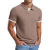 Sailwind Polo da uomo a nido d'ape, traspirante, a maniche corte, con bottoni, stile classico casual, Cachi scuro, M