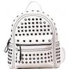 YOUNAFEN Zaino vintage in tinta unita impermeabile in pelle PU con rivetti borchiati borsa da scuola per attività all'aperto vacanza, bianco, Large