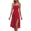 Generico Spaghetti Strap Summer Dresses, Women's Spaghetti Strap Floral Dress Sleeveless Slit Hem Bodycon Long Dress, Ladies Summer Stretch Square Neck Camisole Strappy