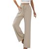 GUCURIN Pantaloni Larghi Donna Eleganti Canapa Confortevole Pantaloni a Gamba Larga a Vita Alta Pantaloni Palazzo Solido Pantaloni Tuta Lungo Elastico con Tasche e Coulisse