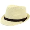 Carnavalife Cappello Paglia Uomo Donna Fedora Borsalino Trilby Berretto Panama Estate Spiaggia ala Corta Moda Unisex, Lu-129-Crema, 58