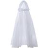 Générique Mantello con Cappuccio - Lungo Mantello Trasparente Strega | Vestito da Donna per Spettacolo Cosplay Gotico Matrimonio Vampiro Fantasma Rinascimento Autunno, bianco, L