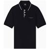 Armani Exchange Essential, Striped Collar Side Milano-New York Logo Lettering Polo Uomo (Pacco da 1)