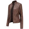 KHIRVWL Offerte Lampo del Giorno Giubbotto Chiodo Donna Ecopelle Giacca in Pelle Donna Corta Giubbotto e Tasche con Cerniera Giubbino Biker Vintage a Manica Lunga da Donna Giacca Pelle Curvy