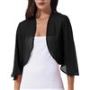 KUUFUUT Coprispalle da Donna Coprispalle Leggero in Chiffon Giacca Bolero Estiva Maniche A 3/4 Cardigan Bolero da Donna Coprispalle Corto Trasparente per Abiti Matrimoni e Feste