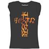 thedifferent New T-Shirt Donna Fiammata Croce Leopardata Idea Regalo