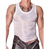 AIEOE Canottiera trasparente da uomo, vestibilità aderente, canotte da palestra, senza maniche, a righe, gilet muscoloso, trasparente, elastico, sportivo, da discoteca, abbigliamento da notte, bianco,