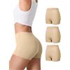 SHARICCA Boxer Donna Senza Cuciture Vita Alta Pantaloncini Donna in Viscosa Culotte Shorts Intimo Fitness Sport Hot Pant (3 Pacco-Beige, L-1)