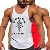 DAIHAN Uomo Palestra Canotta Bodybuilding Canottiera Maglie Sportive Senza Maniche Gym Fitness Tank Top Sciolto Sport Canotte per Allenamento Corsa,Bianco Rosso,XL